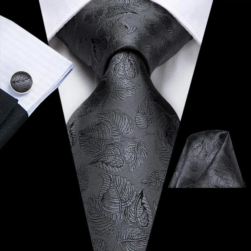 Shadow Gray Leaf Tie