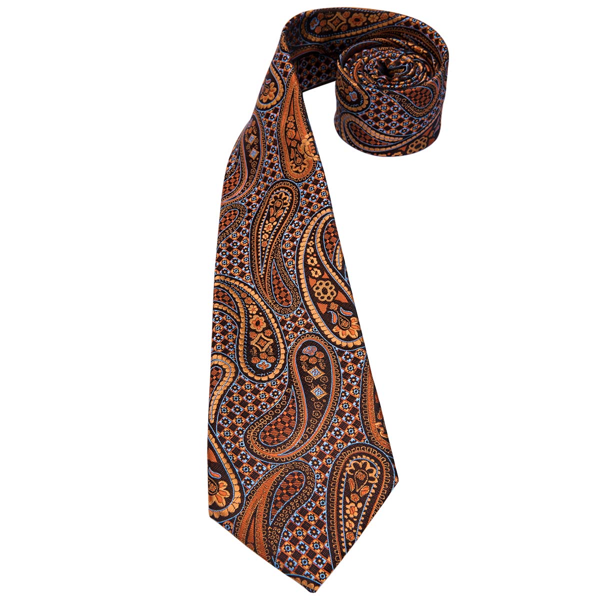 Burnt Copper Paisley Silk Tie Set
