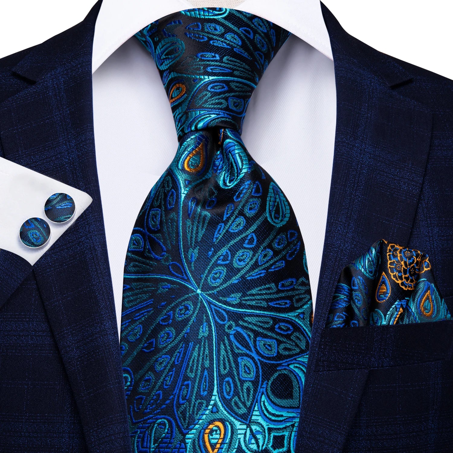 peacock feather silk ties