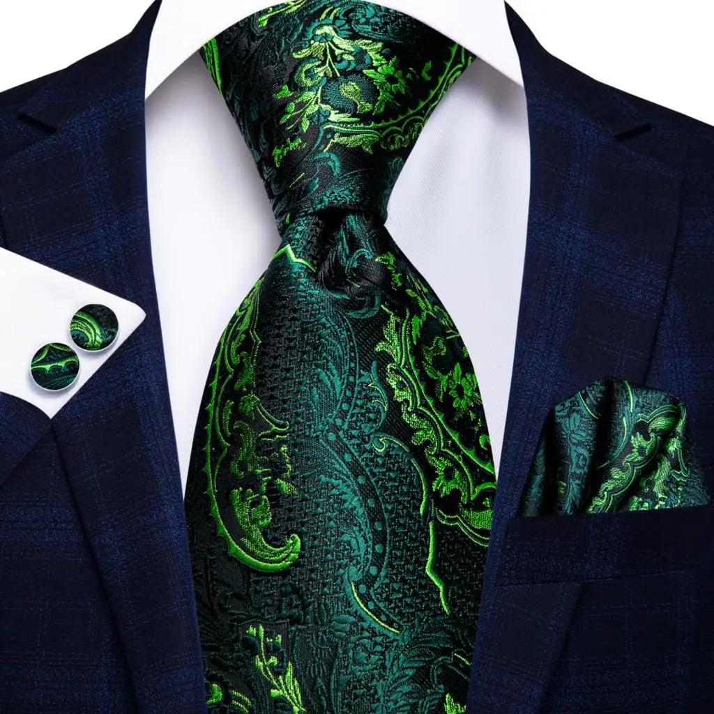 Green Paisley Office Tie Set